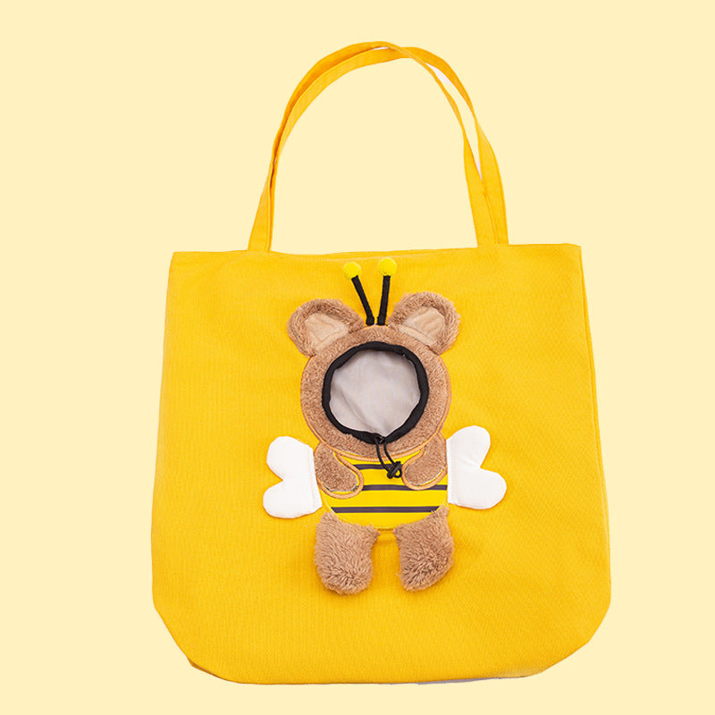 Petit sac de transport pour chat et chien avec motif abeille - Sac portable et respirant - Sac souple pour animaux de compagnie avec fermetures éclair de sécurité - Sac à main pour voyage